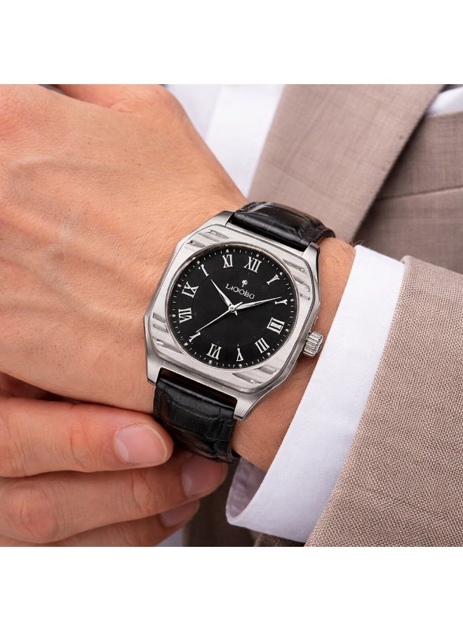 Labaoli 32mm Small-Square Genuine-Leather Quartz Watch, 9mm Slim, 3ATM Water Resistant, Ladies Vintage Gift - Image 1